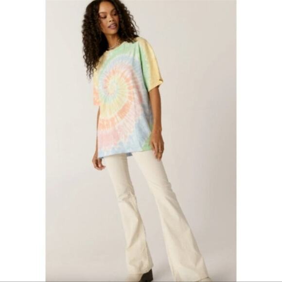 Daydreamer tie dye weekend tee top in faded neon Loungewear size small - Picture 3 of 7